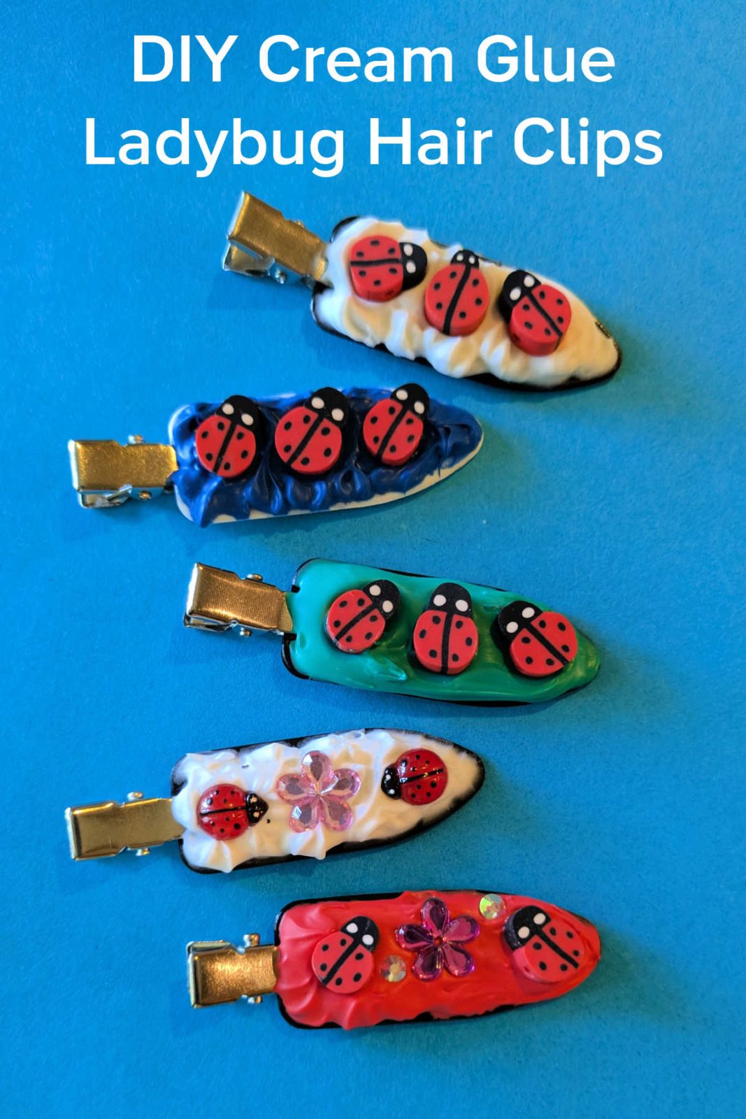 DIY ladybug hair clips will make you flutter with delight! This easy and adorable craft uses whipped cream glue and charming ladybug embellishments to create unique and playful hair clips.