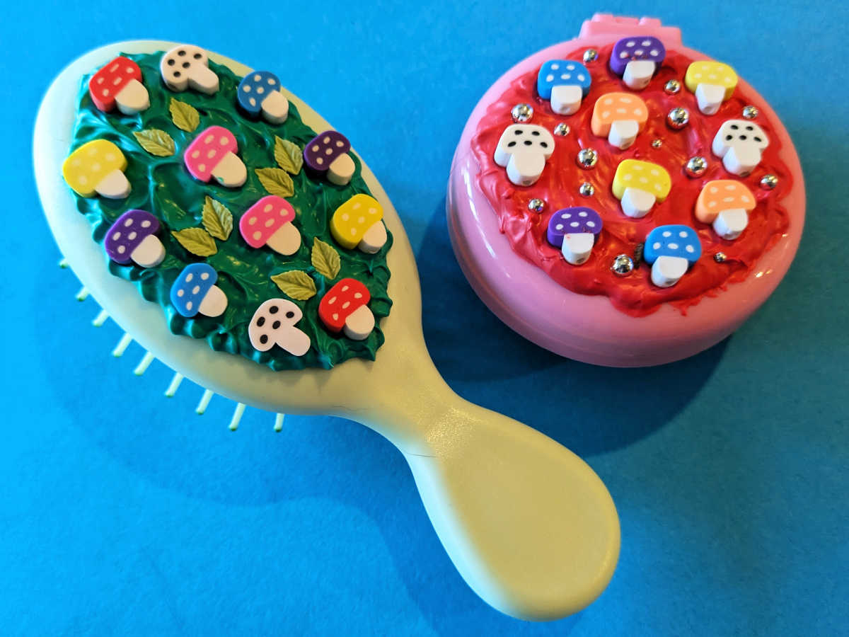 diy cream glue mushroom hair brush craft