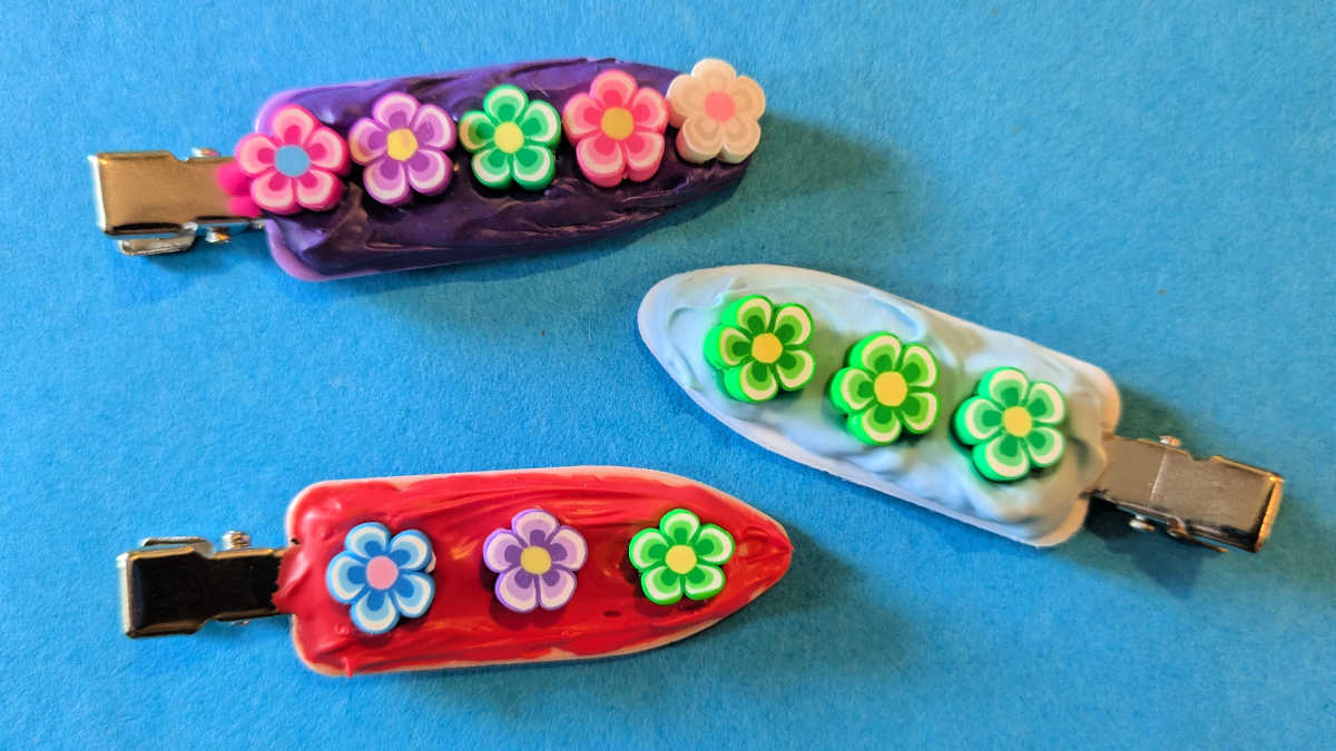 flower hair clips craft