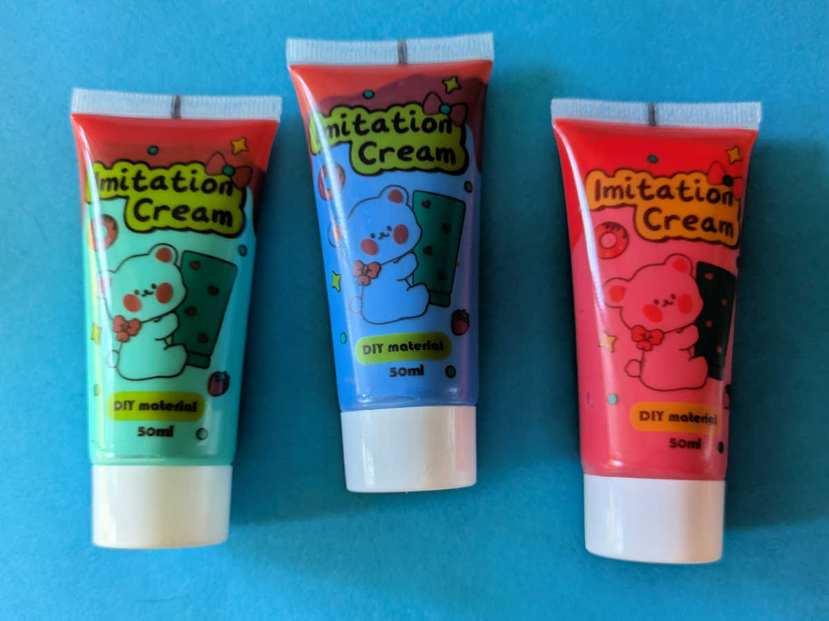 green blue and red cream glue