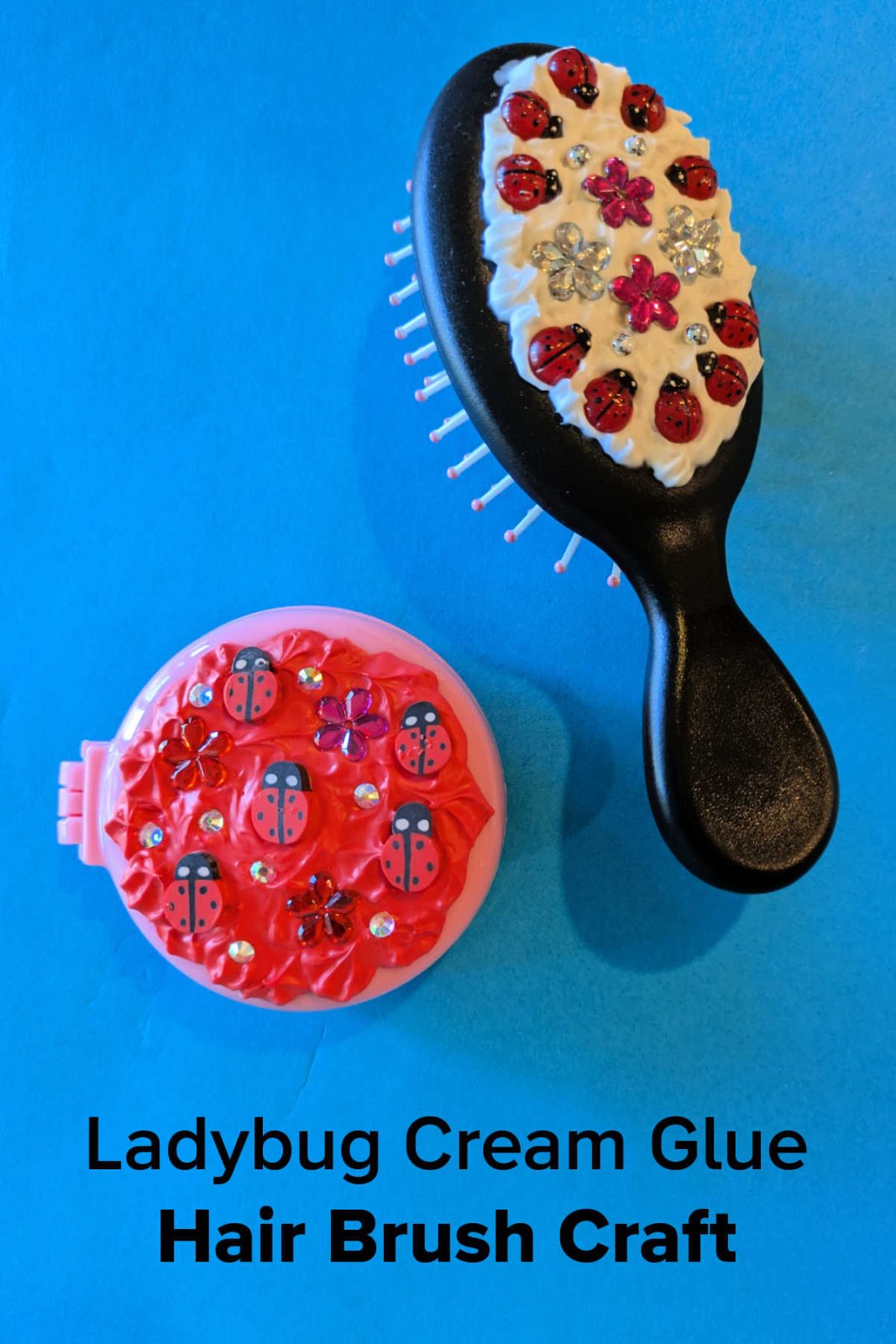 Get ready to express your creative side with this DIY Ladybug Hair Brush Craft! This easy and enchanting project uses whipped cream glue and adorable ladybug embellishments to transform an ordinary hair brush into a unique accessory.