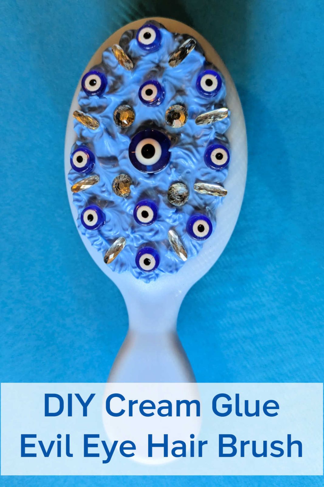 Weave some ancient allure into your hair care ritual with a DIY Evil Eye Hair Brush! This easy and fun craft uses whipped cream glue and eye-catching evil eye embellishments to create a unique and intriguing hair tool.