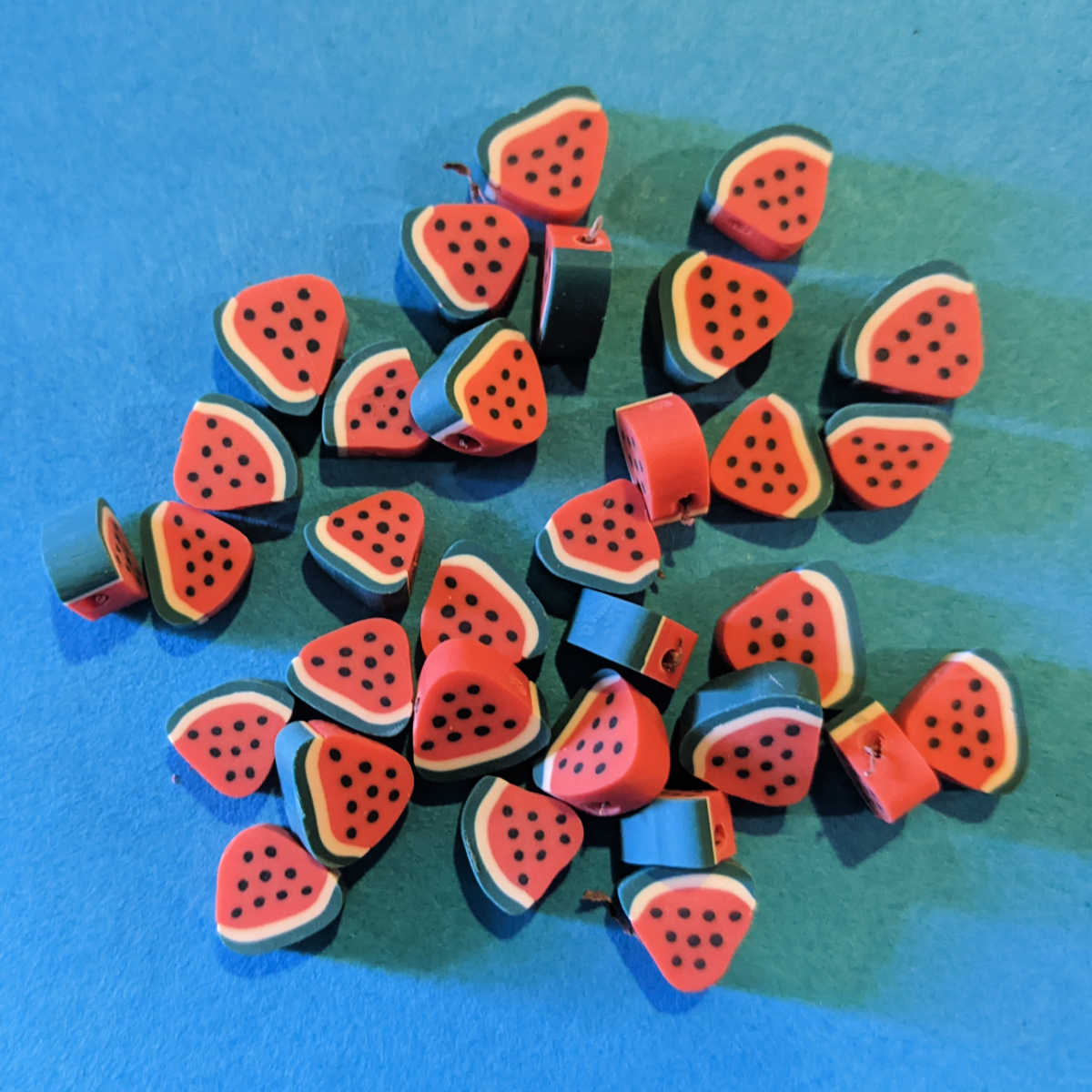 polymer clay watermelon beads