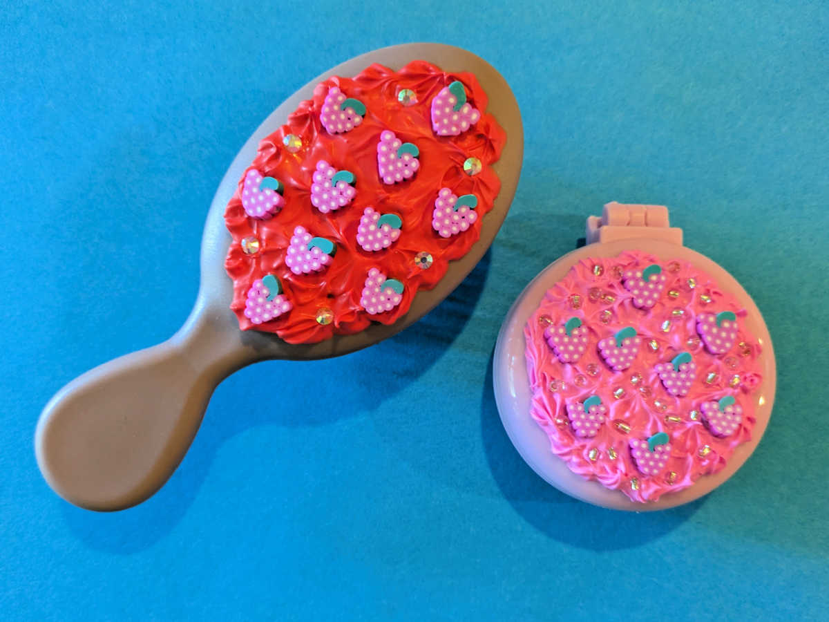 2 grape themed hair brushes craft