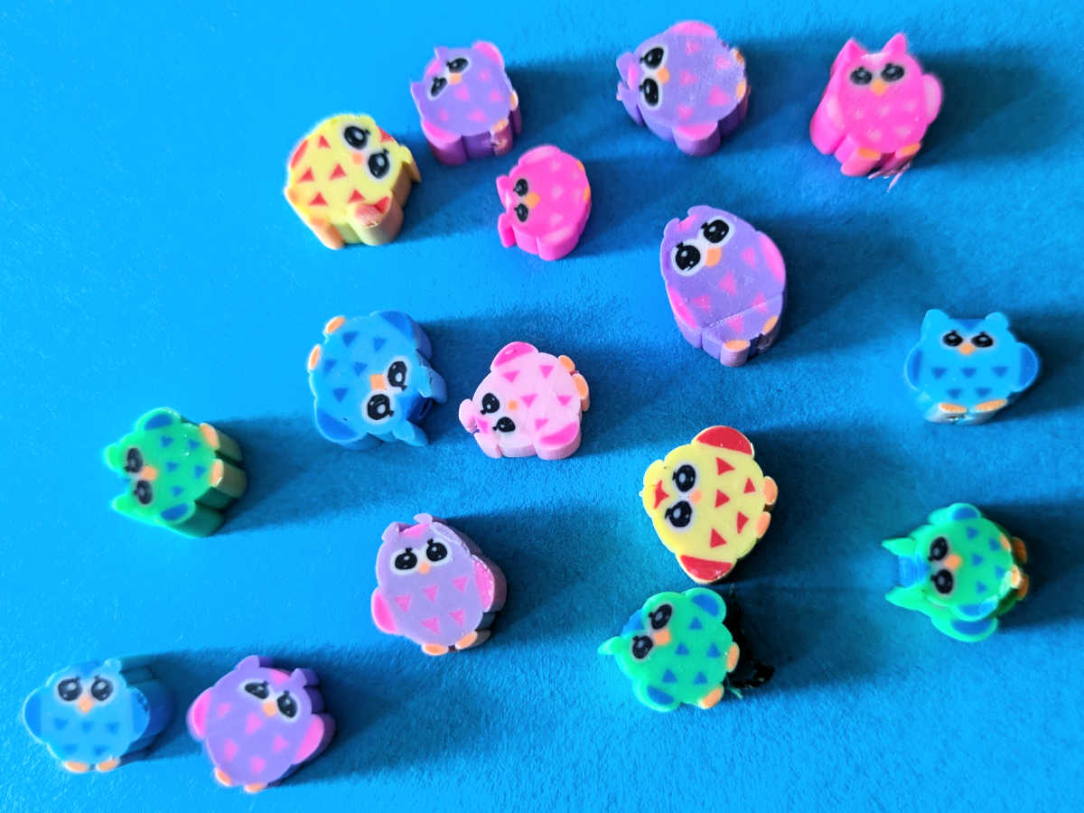 colorful clay owl beads