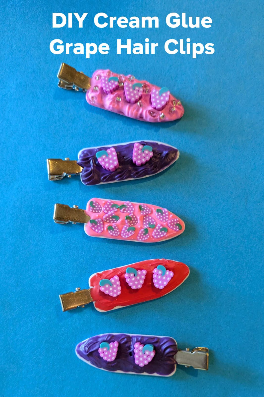 Add a touch of fruity charm to your hairstyle with this DIY Cream Glue Grape Hair Clip Craft! This easy craft uses vibrant cream glue and adorable grape embellishments to create unique hair accessories.