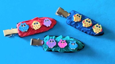 cream glue diy owl hair clips