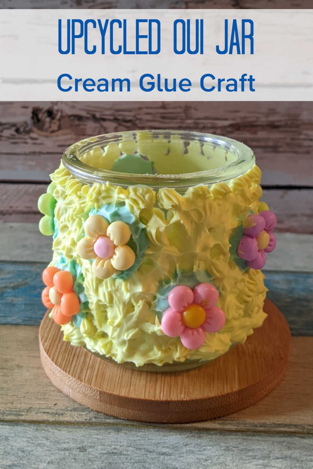 Give your empty jars a delightful new life with this Cream Glue Oui Yogurt Jar Craft! This easy and fun upcycling craft uses vibrant cream glue and charming embellishments to create unique and decorative jars.