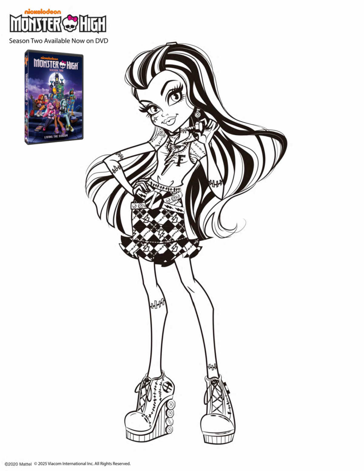 free monster high frankie stein coloring page