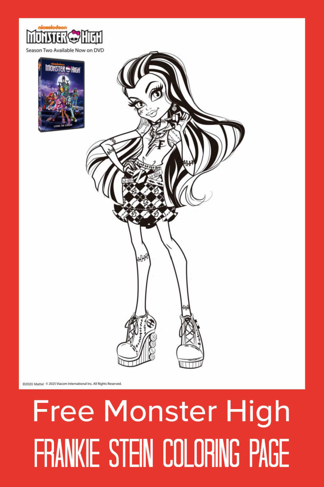 Monster High fans will love this free Frankie Stein coloring page. Fans of all ages can get creative and bring this iconic character to life