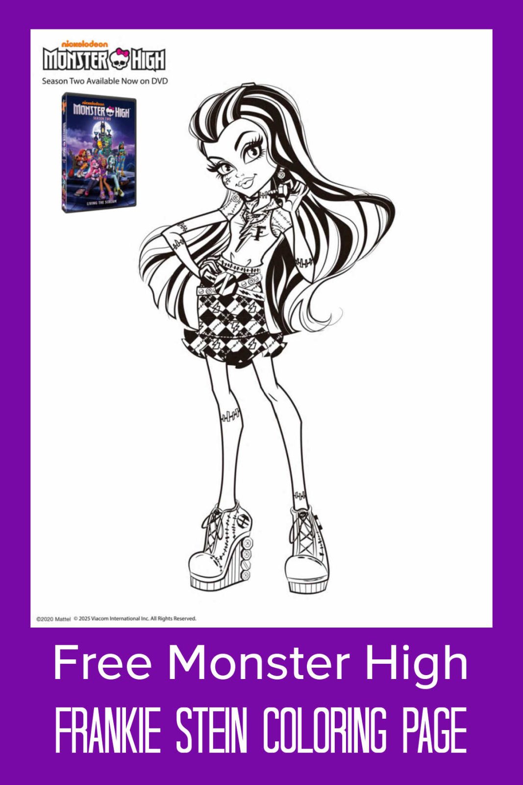 Monster High fans will love this free Frankie Stein coloring page. Fans of all ages can get creative and bring this iconic character to life