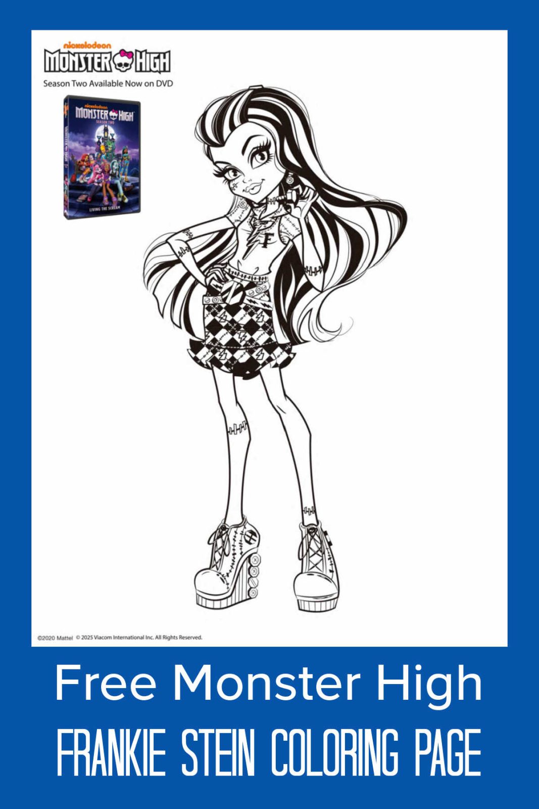 Monster High fans will love this free Frankie Stein coloring page. Fans of all ages can get creative and bring this iconic character to life