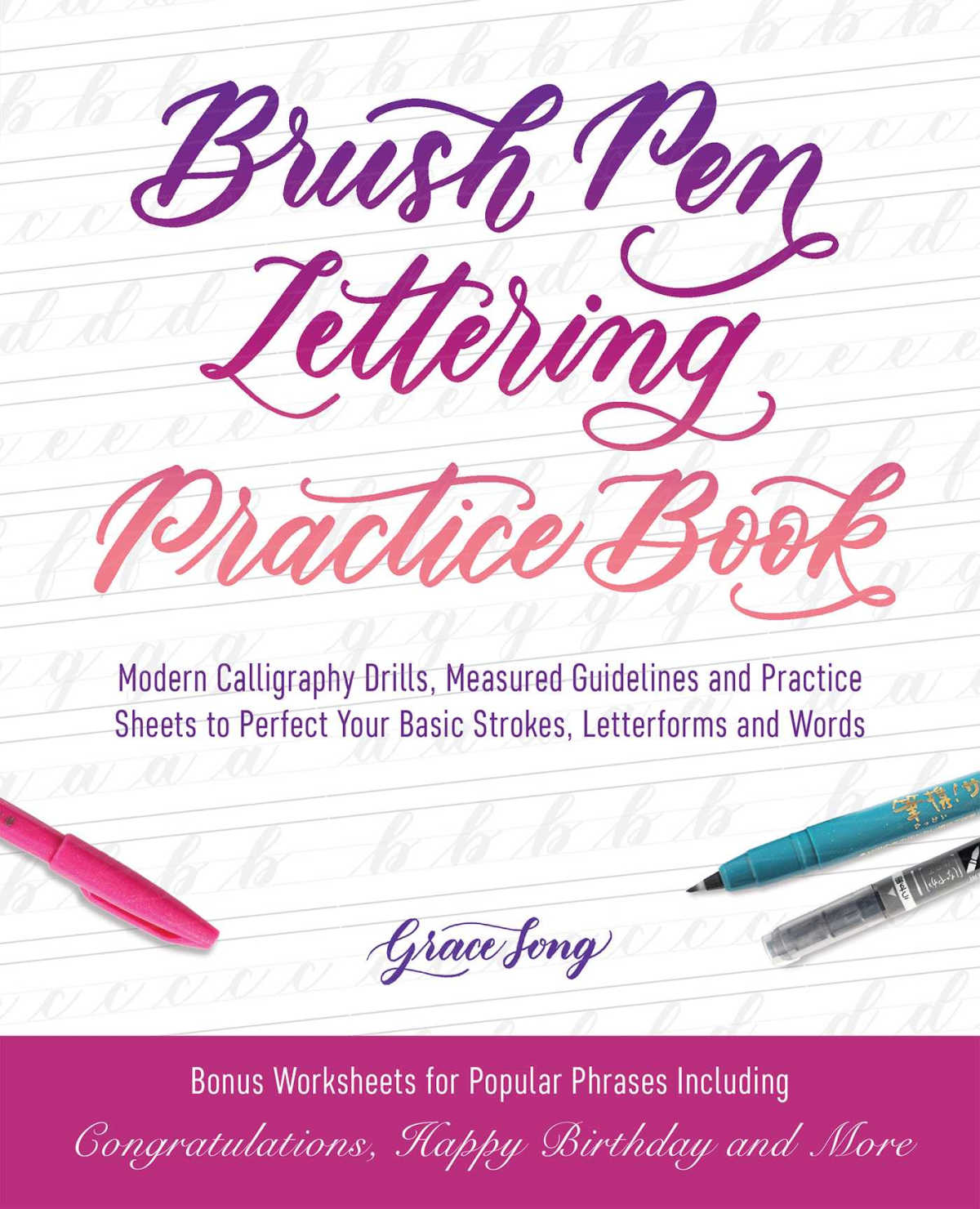 the brush pen lettering practice book by grace song