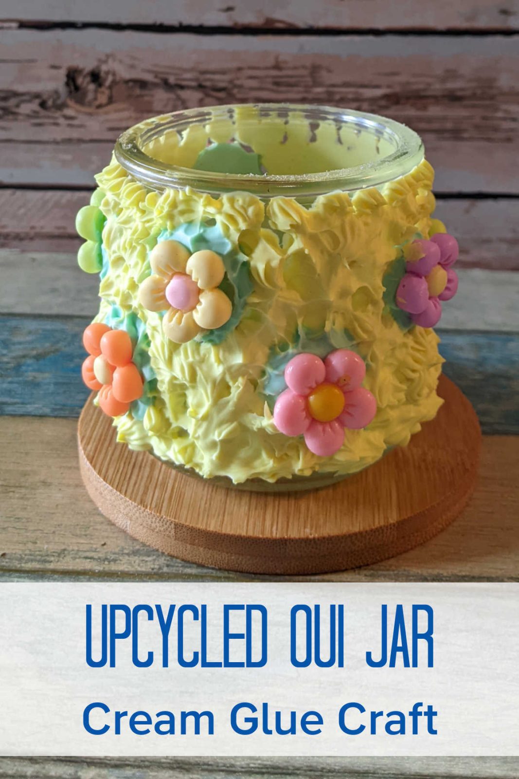 Give your empty jars a delightful new life with this Cream Glue Oui Yogurt Jar Craft! This easy and fun upcycling craft uses vibrant cream glue and charming embellishments to create unique and decorative jars.