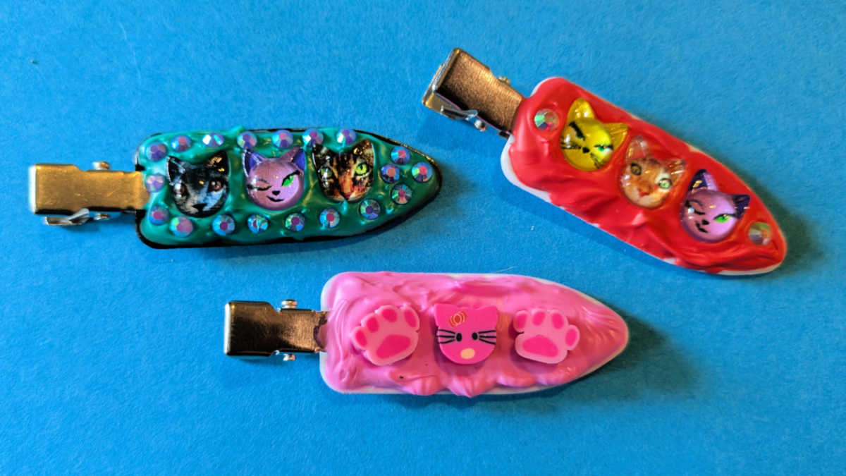 cream glue cat hair clips