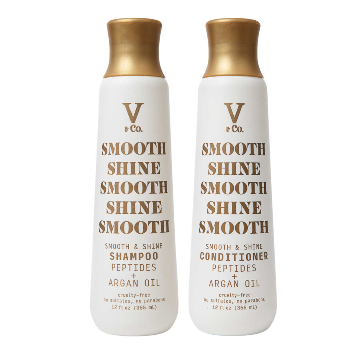 For an extra dose of argan oil, smoothness, and incredible shine, V&Co. Smooth and Shine Shampoo and Conditioner is and excellent choice.