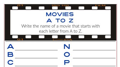 feature printable movie activity page