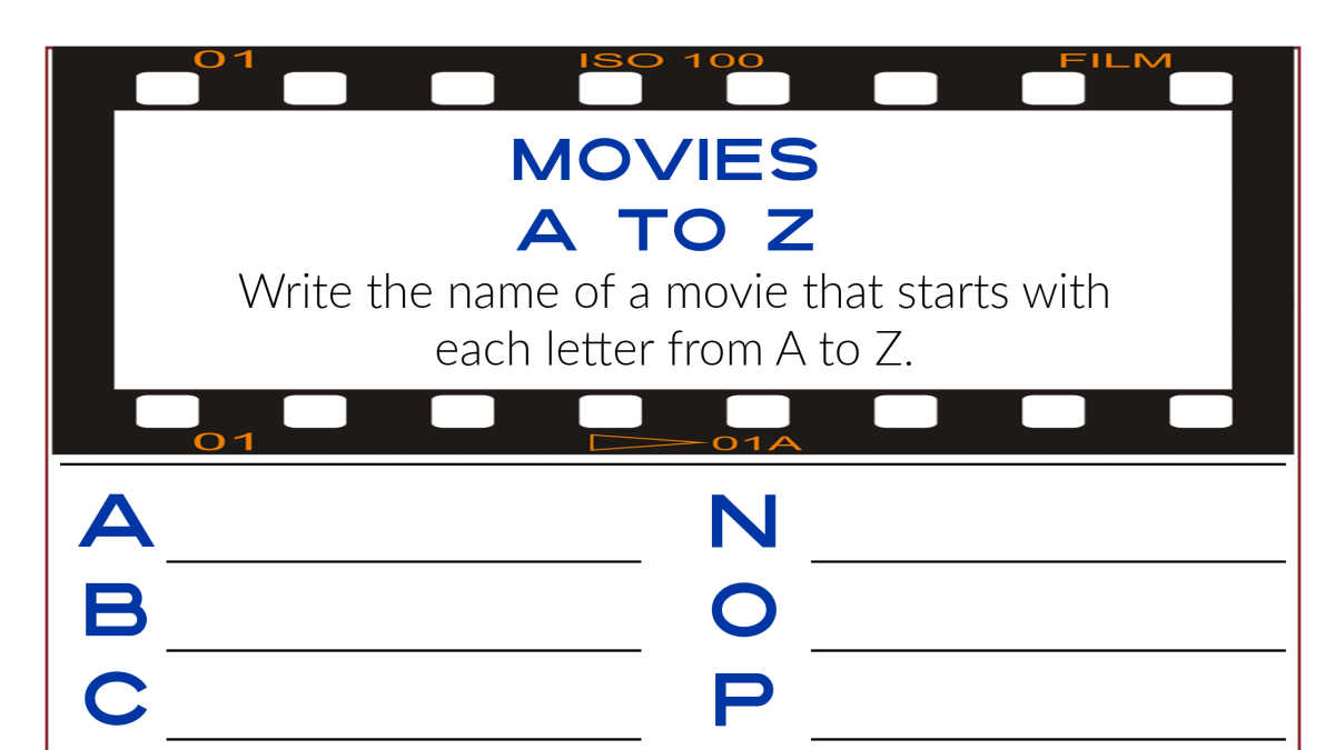 feature printable movie activity page