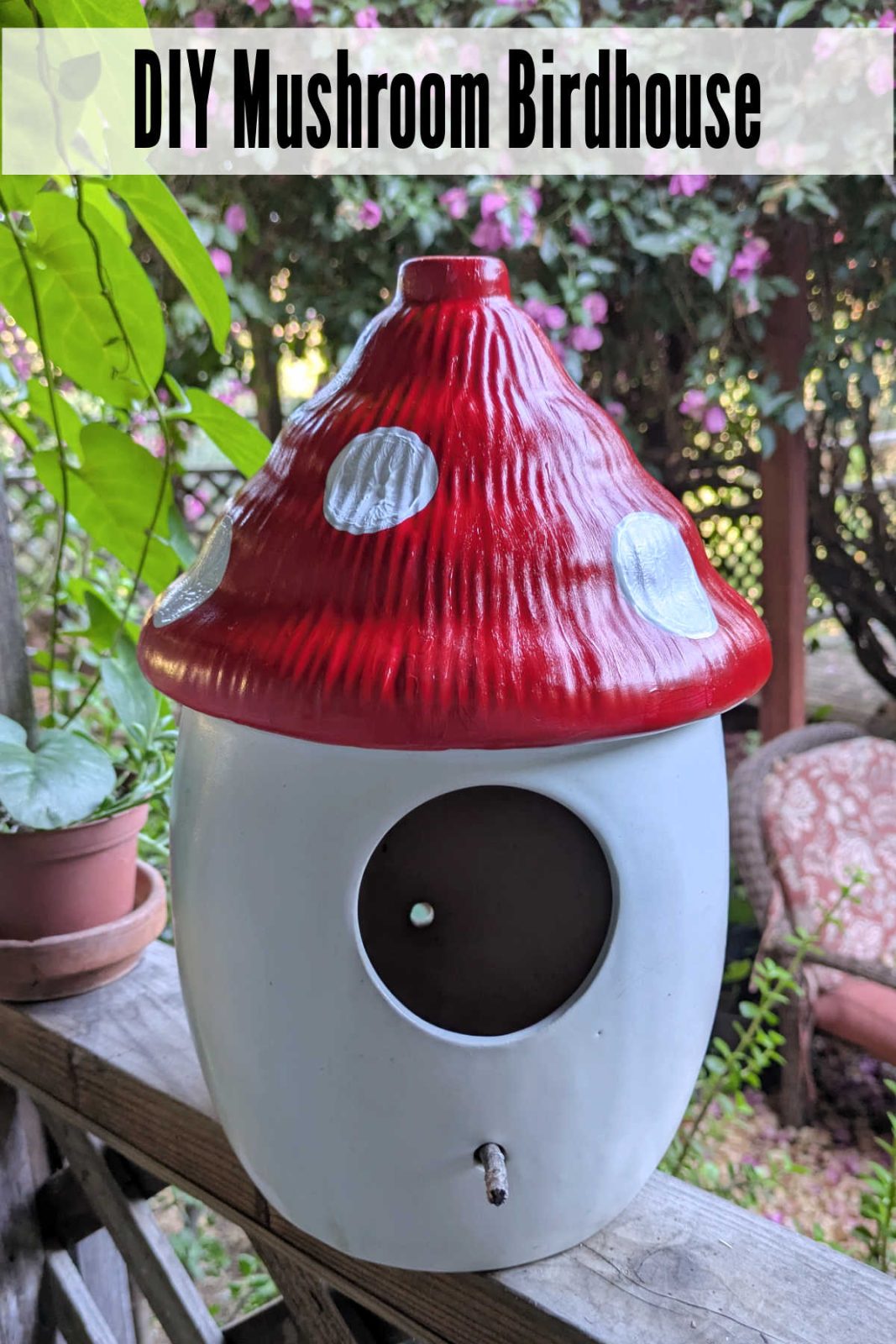 Create an adorable mushroom birdhouse with this easy step-by-step tutorial! The craft is perfect for kids and adults.
