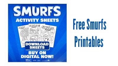 free smurfs printables