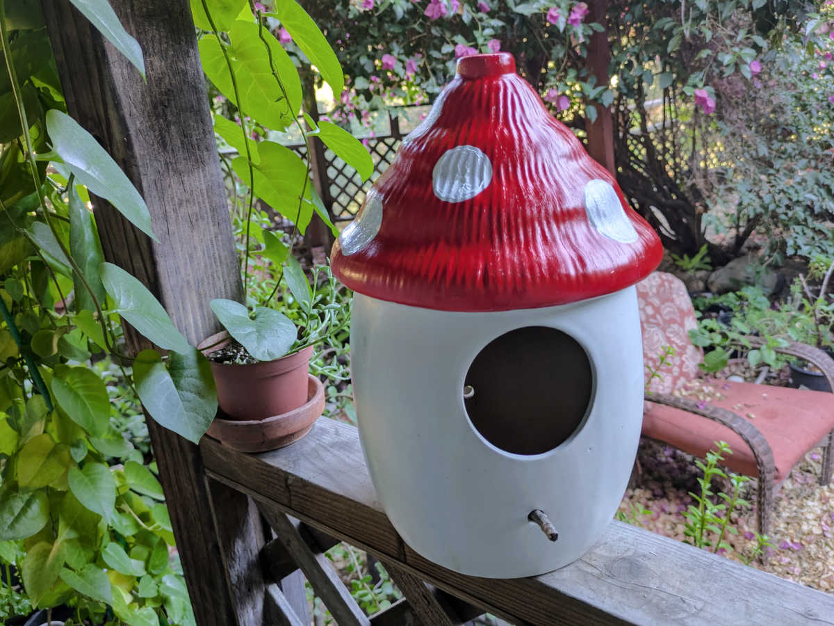 mushroom birdhouse craft