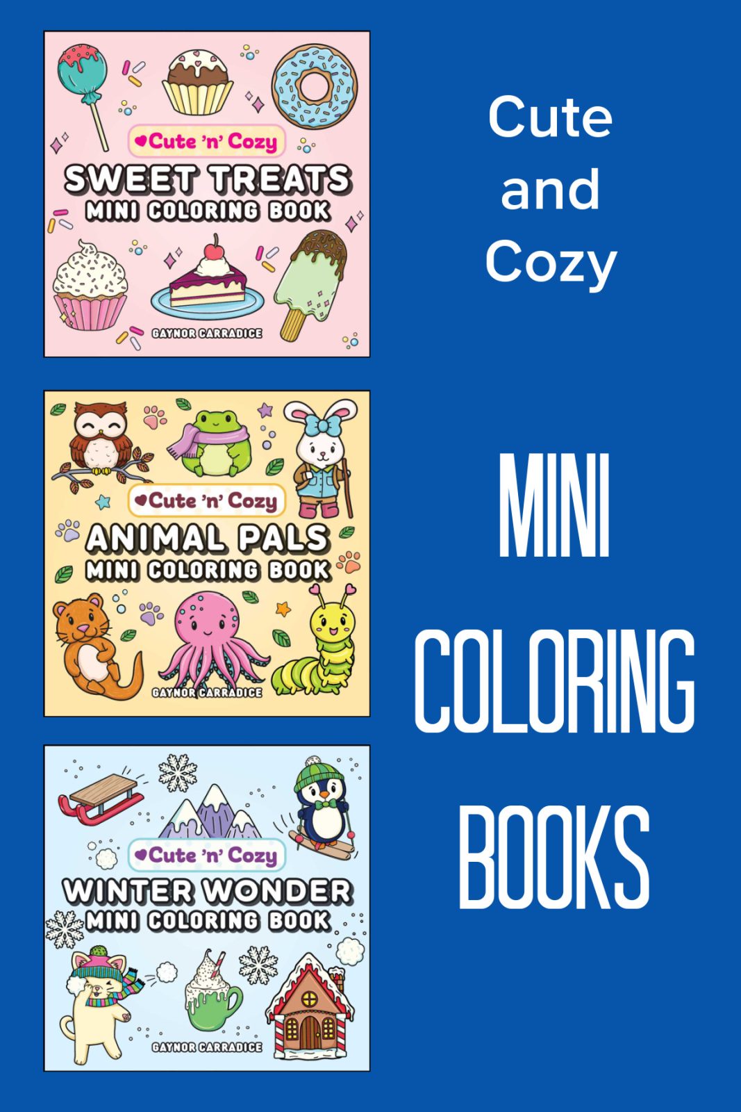 Enjoy the new Cute and Cozy Mini Coloring Books! Perfect for kids and adults, these super cute, fun-sized books are easy to take on the go.
