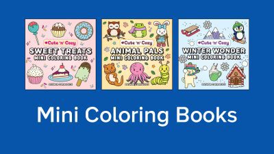 three mini coloring books