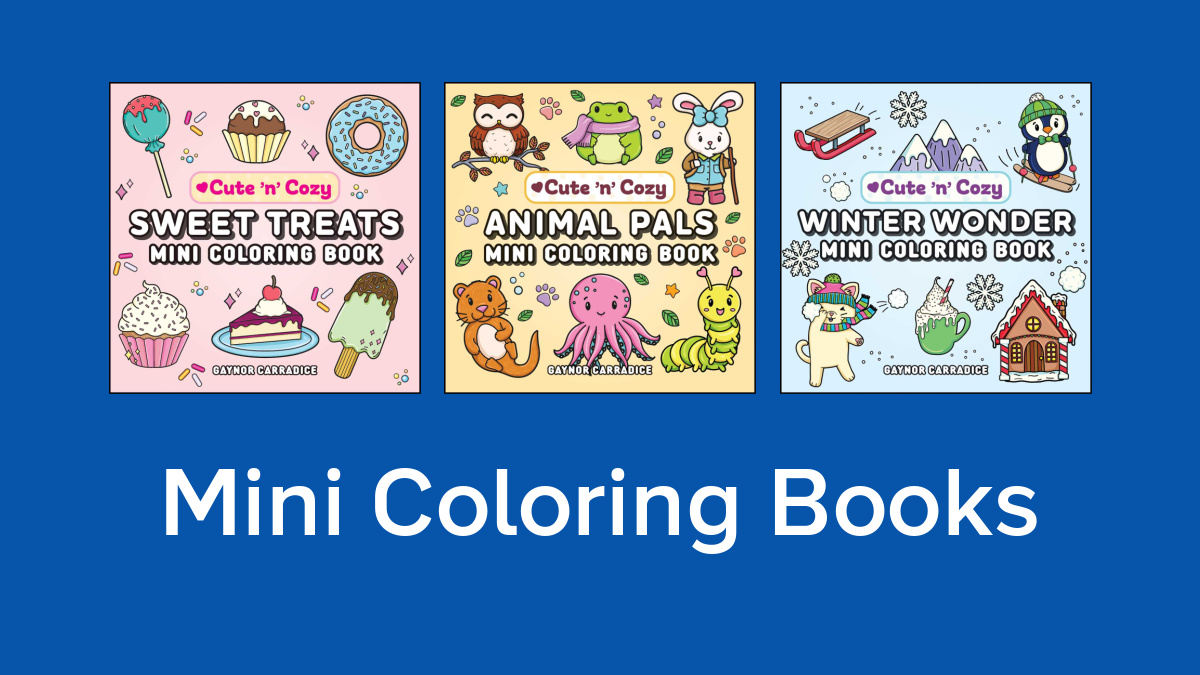 three mini coloring books