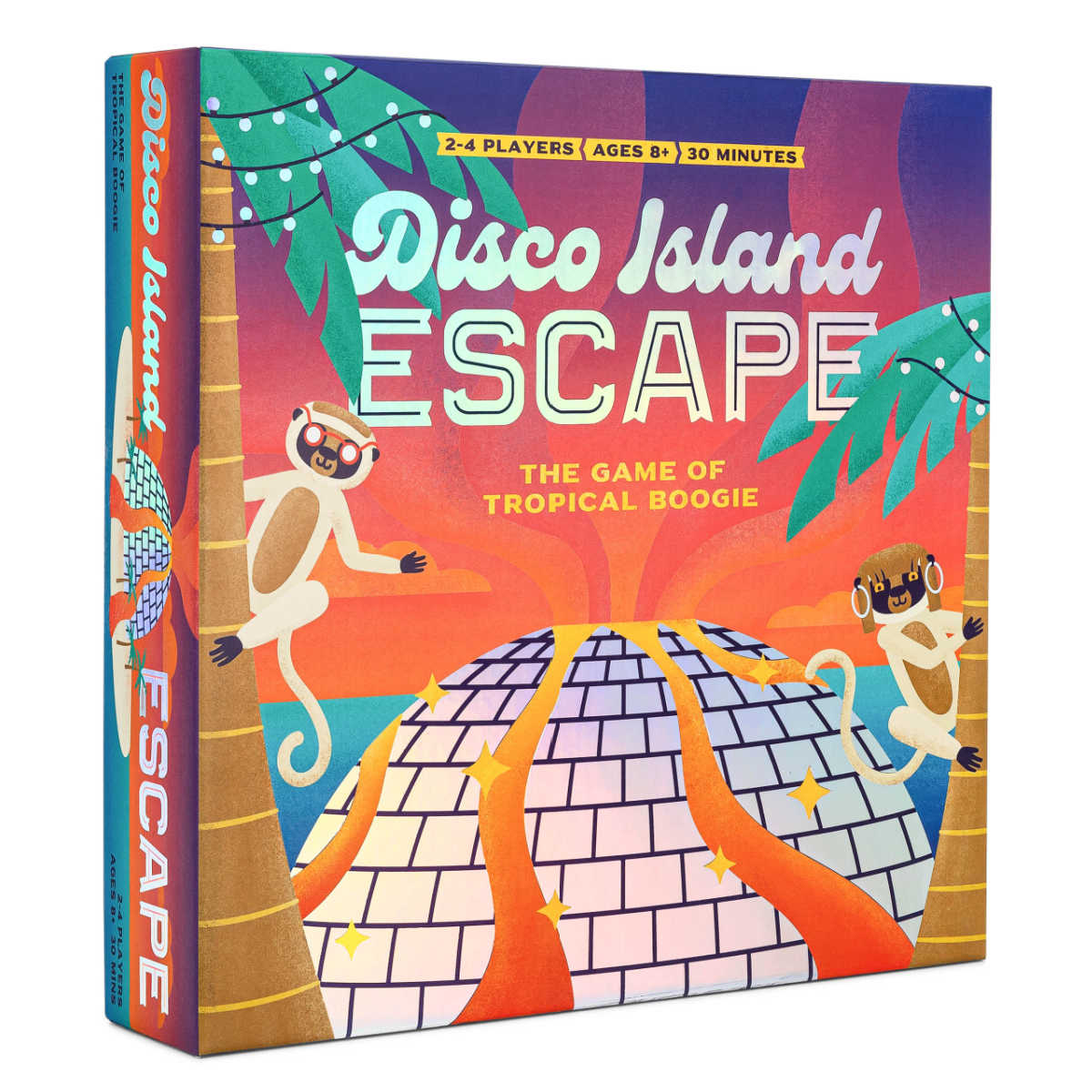 Get ready to groove! Disco Island Escape is a very fun, cute race game where players boogie their lemurs to safety from a volcano. It's fun for family game night, ages 8+, with simple rules and plenty of fun strategy! 🐒