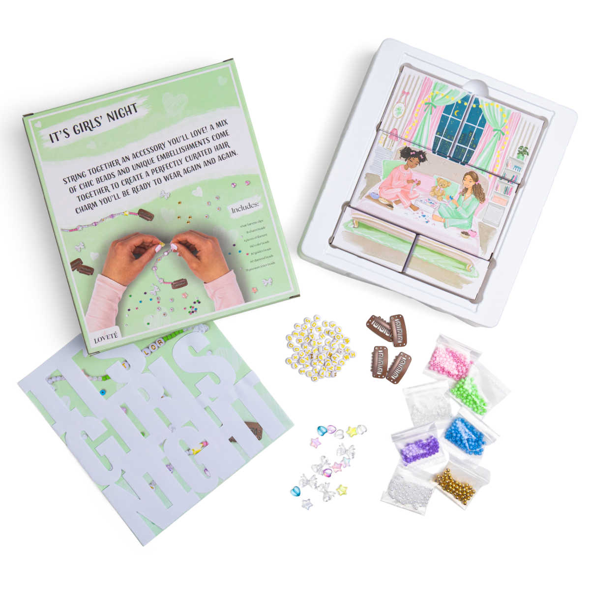 girls night hair charm craft kit