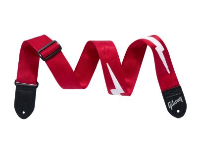 red gibson lightning bolt seatbelt guitar strap