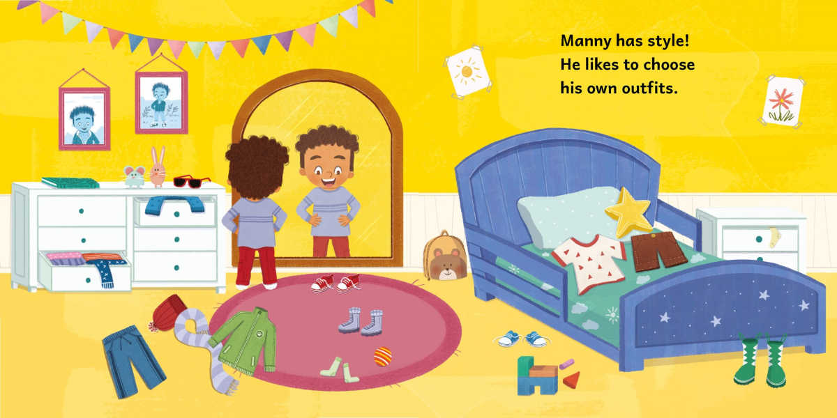 manny picking clothing out