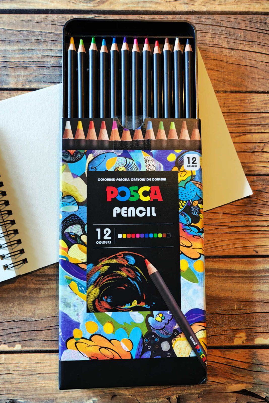 POSCA Colored Pencils are a professional-grade essential for adult coloring books and mixed media art. Made in Japan with a break-resistant 4.0mm core and a creamy wax-hybrid formula, these pencils offer bold, smooth, and even coverage on paper, wood, metal, and more! 🎨
