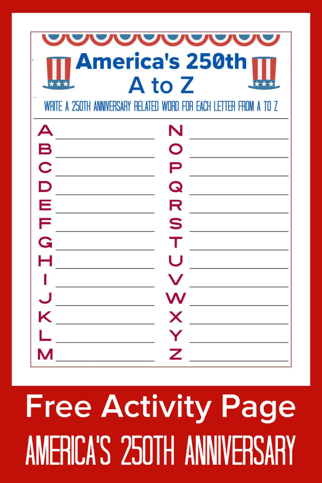 Free Printable America's 250th Word Activity Page 🎇 - Mama Likes This