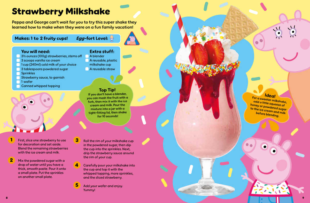 Peppa yummy strawberry milkshake recipe