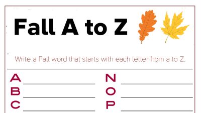 a to z fall word activity