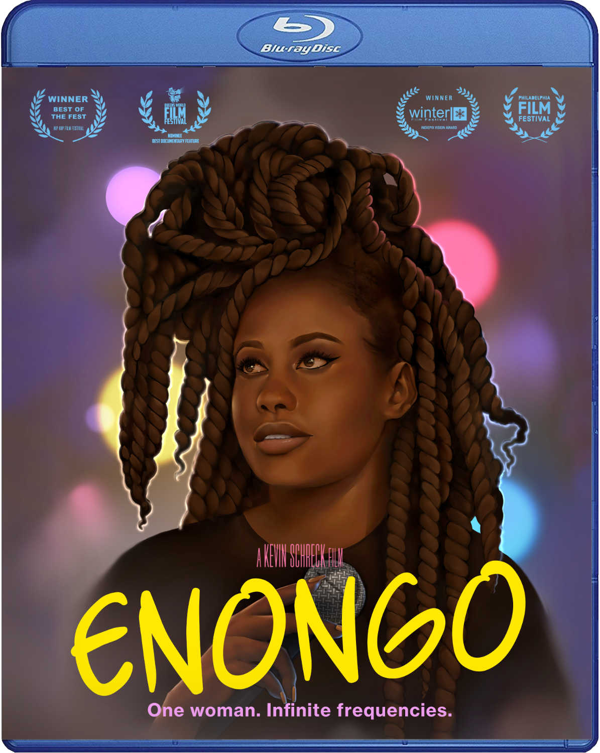 Enongo is a fascinating and inspiring documentary directed by Kevin Schreck that explores the music and art of artist Sammus. Featuring expressive animation worked into the story, this Blu-ray release is a must-watch for both longtime fans and those discovering her work for the first time!