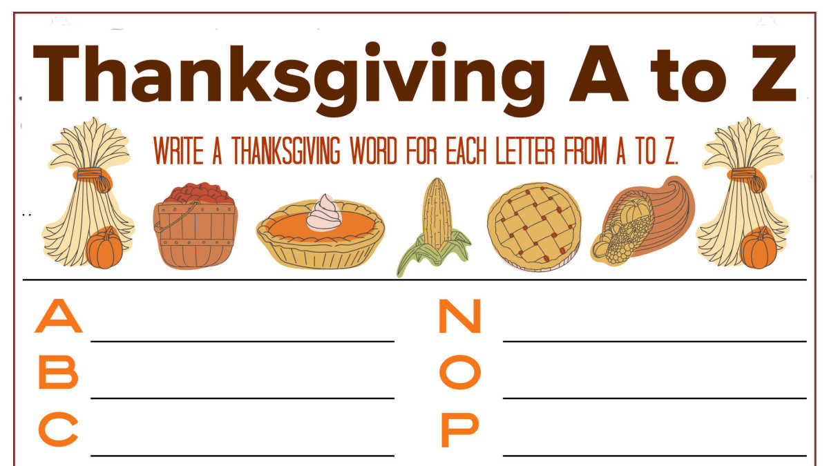 featured thanksgiving a to z printable activity page