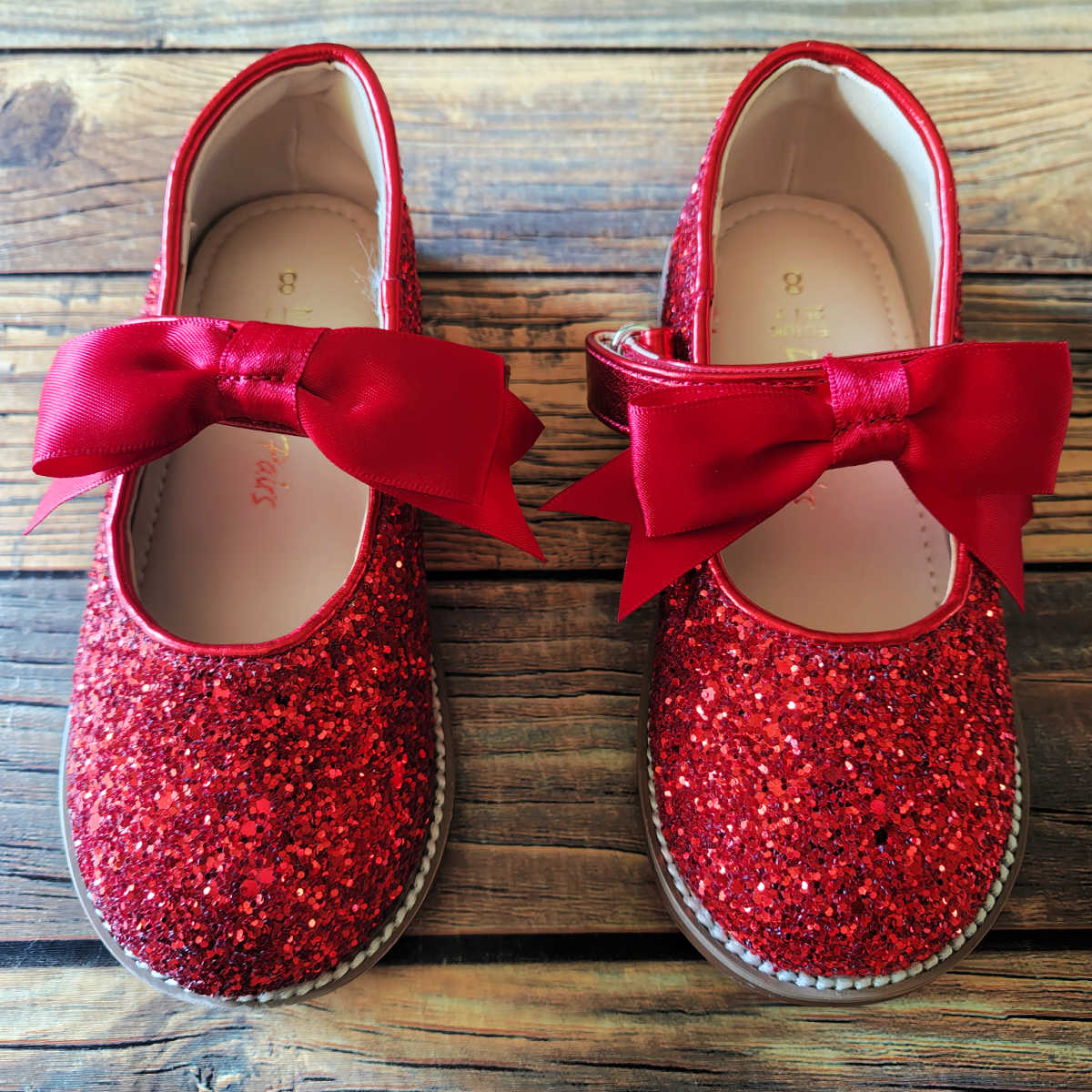 sparkling red toddler shoes