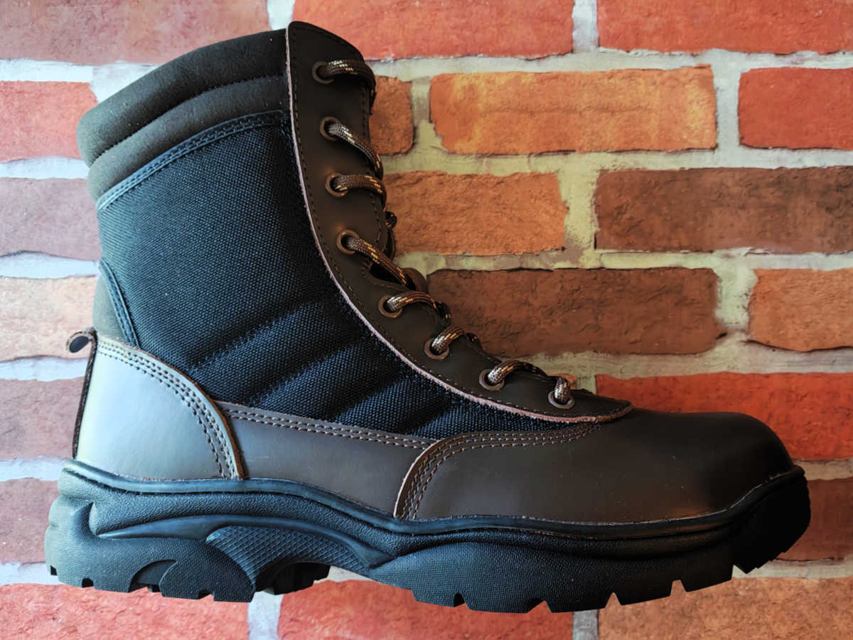 dark brown steel toe work boots