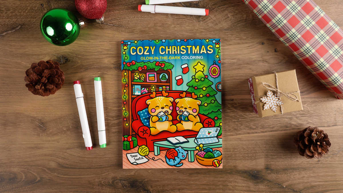 Cozy Christmas Glow-in-the-Dark Coloring Book holiday gift